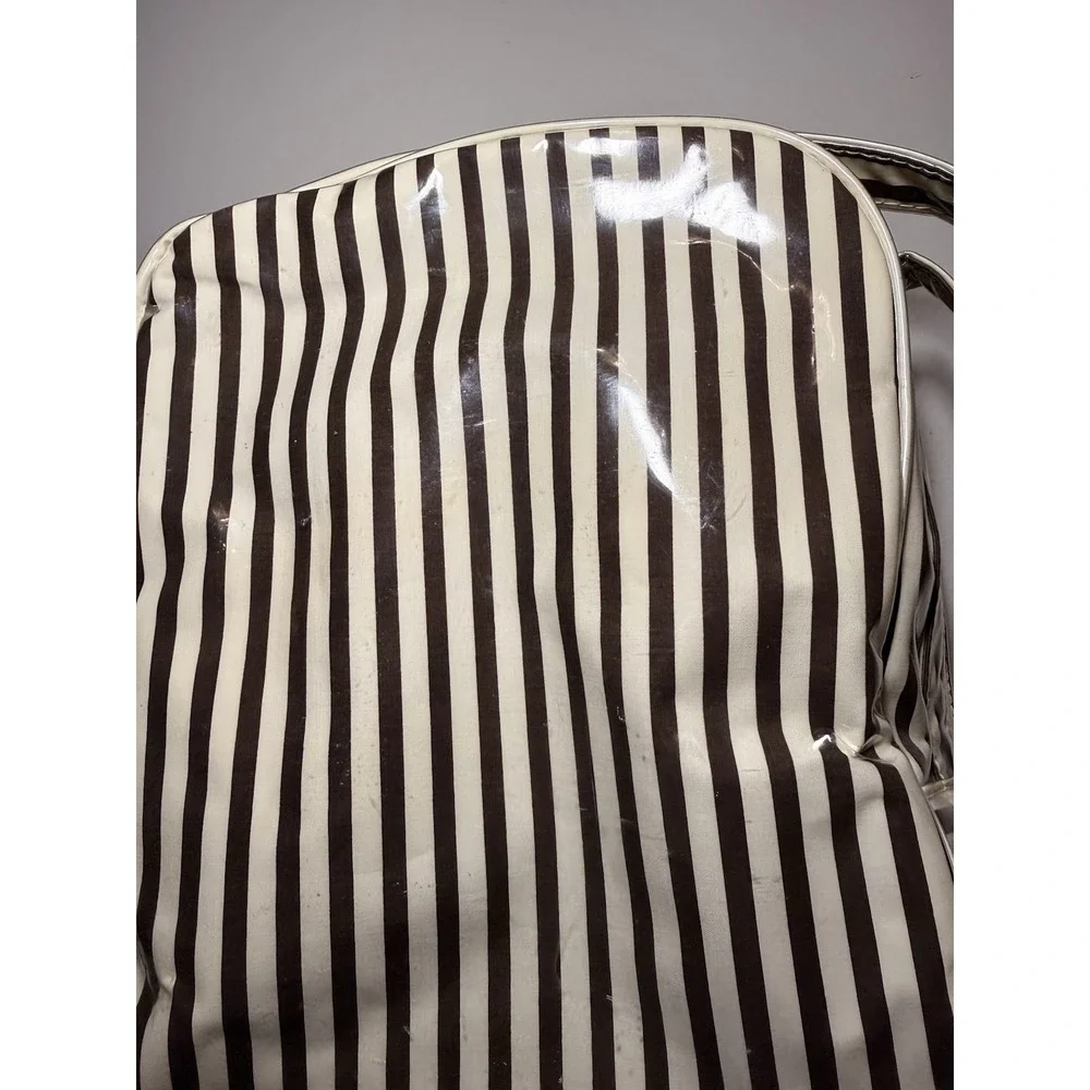 Vintage Henri Bendel Centennial Stripe Large Clear Vinyl‎ Makeup Bag 12 X 9 X 4